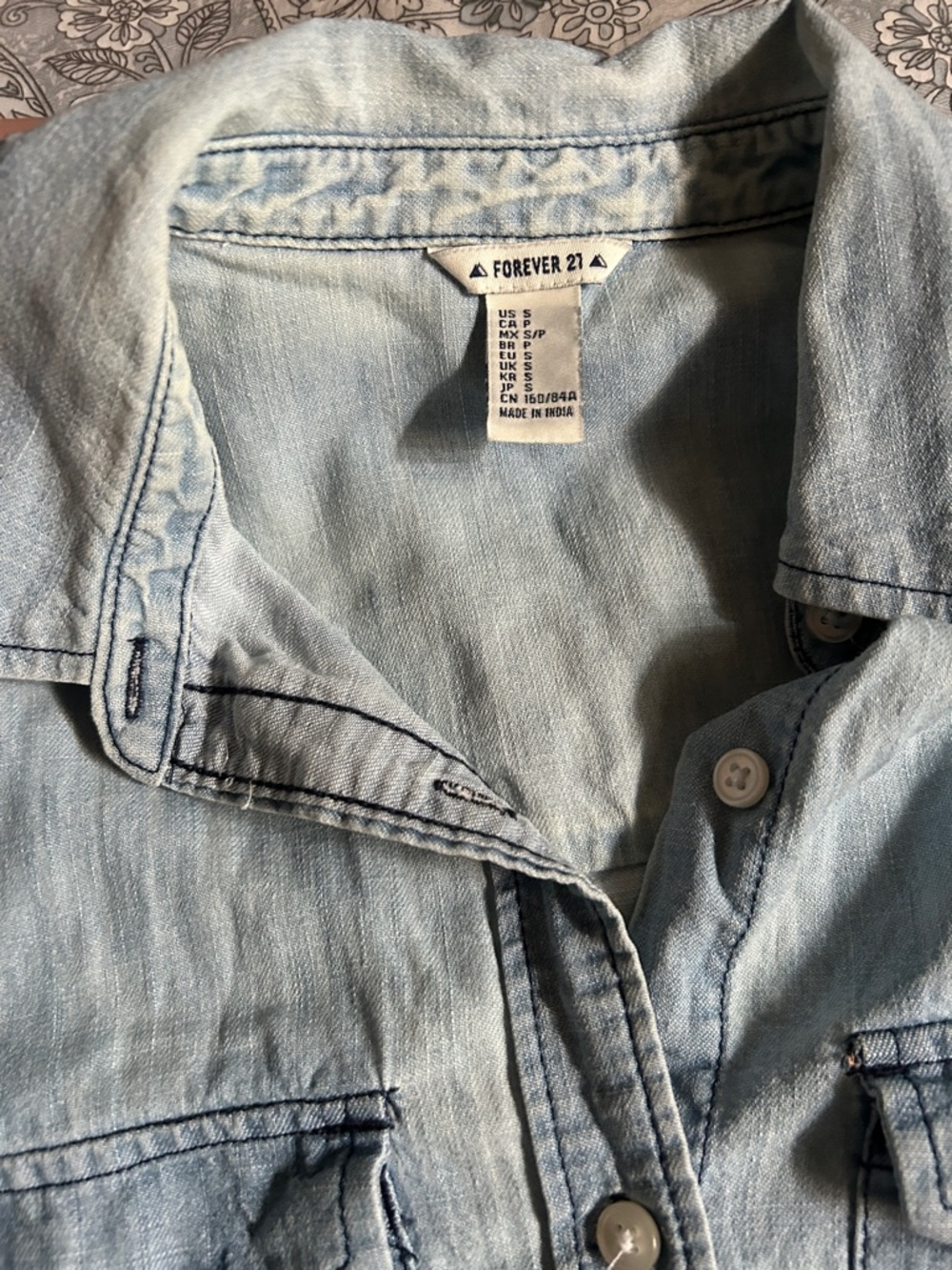 Forever 21 Light Blue Denim Button-Down Shirt - Picture 4 of 5